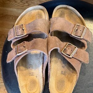Birkenstock Tan Suede Double Buckle Sandals